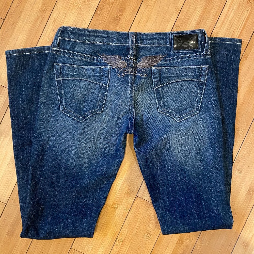 Robin’s Jeans Womens Gold Wings Marilyn Size 28